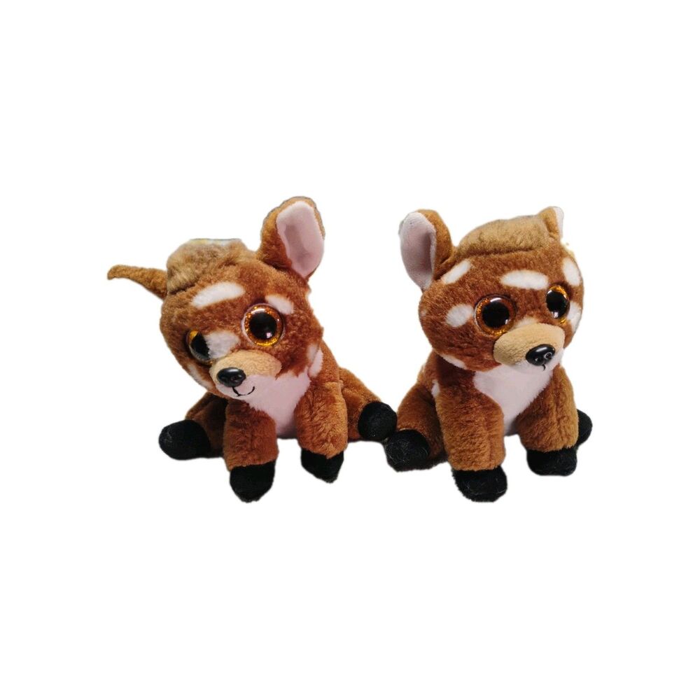 2 TY Buckley Baby Deer 6" Stuffed Plush Bead Animal Toy